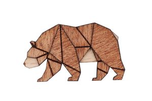 Holzbrosche Walking Bear Brooch