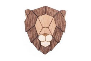 Holzbrosche Lion Brooch