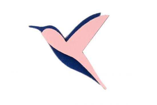 Holzbrosche Pink Hummingbird Brooch