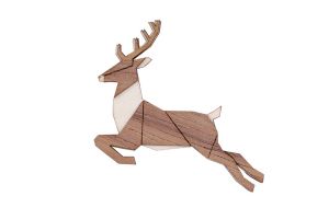 Holzbrosche Jumping Deer Brooch