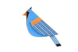 Holzbrosche Blue Cutebird Brooch