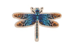 Holzbrosche Blaue Libelle 