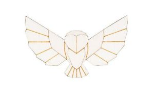 Holzbrosche Snowy Owl Brooch