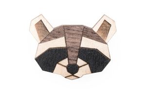 Holzbrosche Raccoon Brooch