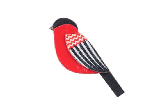 Holzbrosche Zigzag Cutebird Brooch