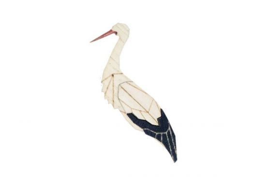 Holzbrosche Stork Brooch