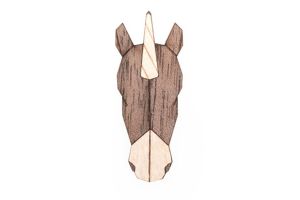 Holzbrosche Unicorn Brooch