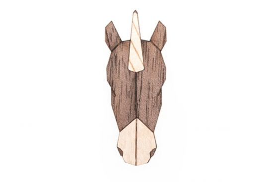 Holzbrosche Unicorn Brooch