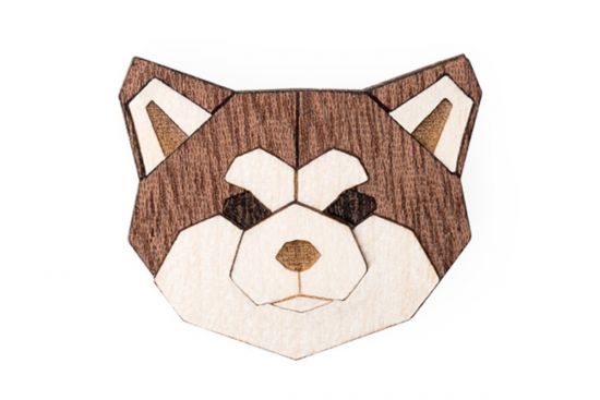 Holzbrosche Akita Inu Brooch