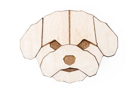 Holzbrosche Bichon Frise Brooch