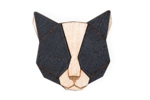 Holzbrosche Black Cat Brooch