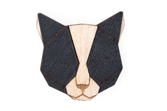 Holzbrosche Black Cat Brooch