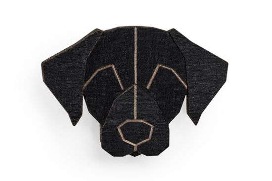 Holzbrosche Black Labrador Brooch