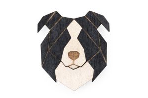 Holzbrosche Border Collie Brooch