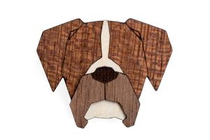 Holzbrosche Boxer Brooch