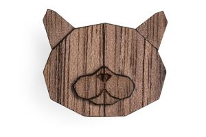 Holzbrosche British Cat Brooch