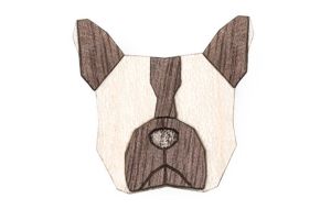 Holzbrosche French Bulldog Brooch