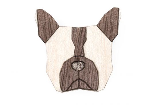 Holzbrosche French Bulldog Brooch