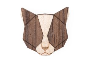 Holzbrosche Grey Cat Brooch