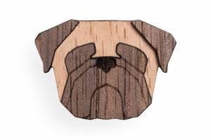 Holzbrosche Pug Brooch