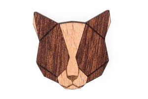 Holzbrosche Red Cat Brooch
