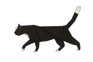 Holzbrosche Walking Cat Brooch