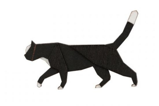 Holzbrosche Walking Cat Brooch