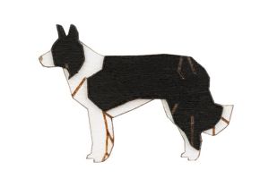 Holzbrosche Walking Collie Brooch