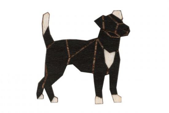 Holzbrosche Walking Darkdog Brooch