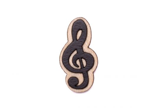 Holzbrosche Treble Clef Brooch