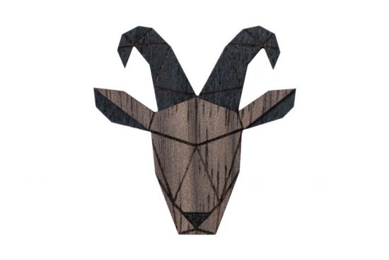 Holzbrosche Capricornus Brooch