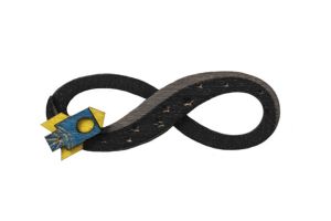 Holzbrosche Infinity Spaceship Brooch