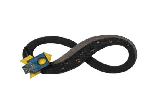 Holzbrosche Infinity Spaceship Brooch