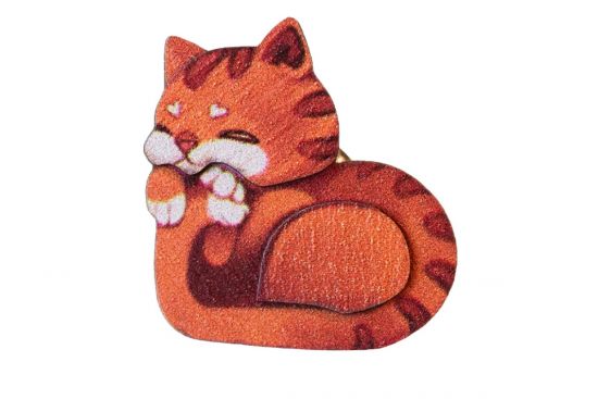 Holzbrosche – Katzenliebe