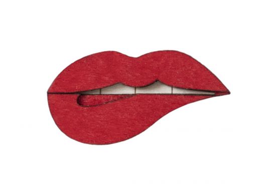Holzbrosche Lips Brooch