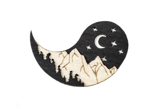 Holzbrosche Night  Brooch