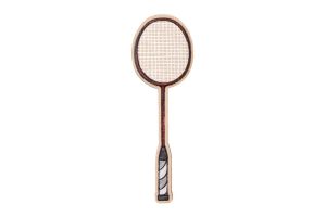 Holzbrosche Badminton bat Brooch
