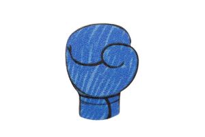 Holzbrosche Blue boxing glove Brooch