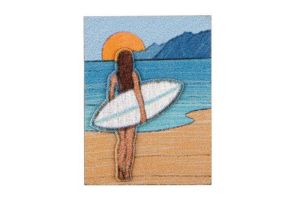 Holzbrosche Sunset surfing Brooch