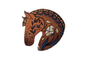Holzbrosche Brown horse Brooch