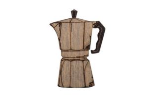 Holzbrosche Coffee Pot Brooch