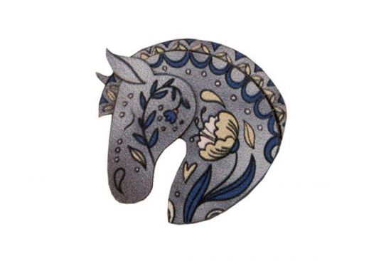 Holzbrosche Grey horse Brooch