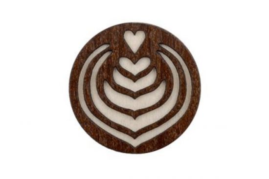 Holzbrosche Latté Art Brooch