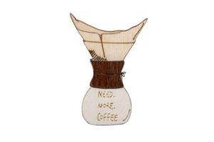Holzbrosche Need Coffee Brooch