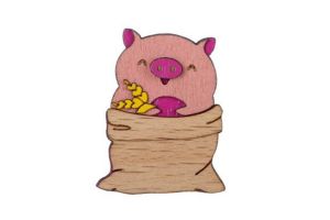 Brosche Schwein im Roggen