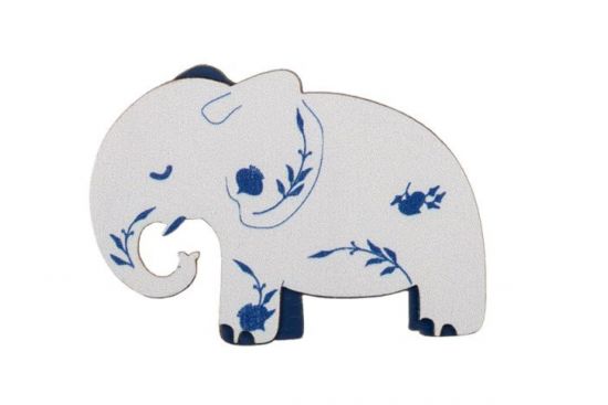 Brosche Elefant aus Porzellan
