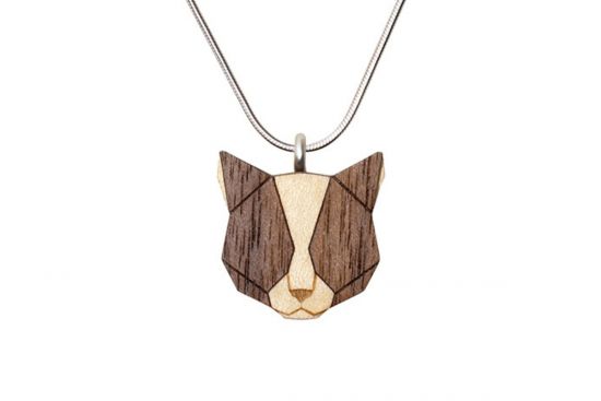 Holzanhänger Grey Cat Pendant