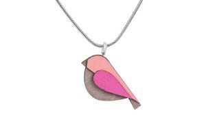 Holzanhänger Pink Bird Pendant