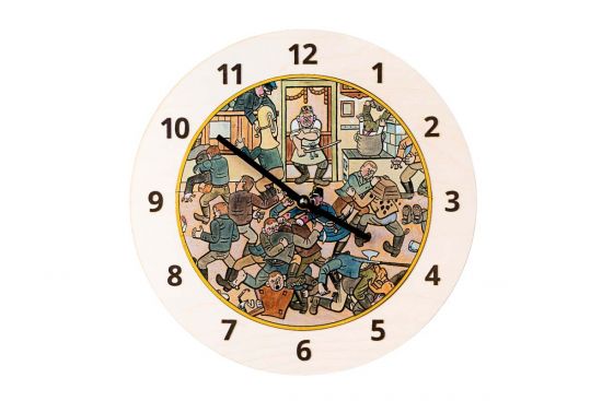 Holzuhr – Die Wirtshausschlägerei – Josef Lada © Holzuhr – Die Wirtshausschlägerei – Josef Lada ©