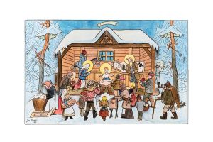 Holzkrippe im Winter – Josef Lada ©